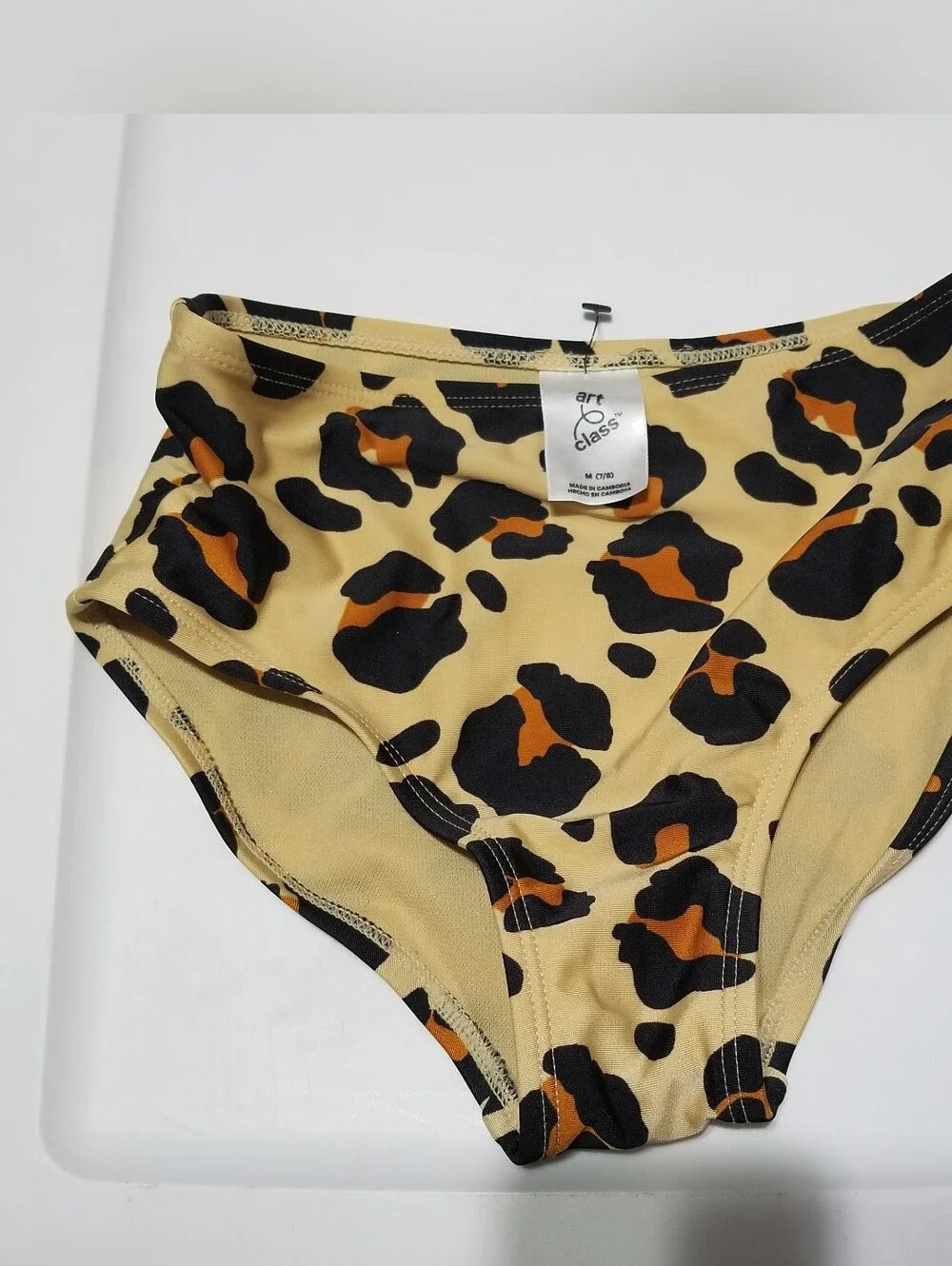 Art Class Kid's Medium Golden Tan Bikini Bottom With Cheetah Print